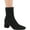 Black Suede, variant on Women's Square Toe Ankle Boots Chunky Block Heel Side Zipper Stretch Short Booties Mid Calf Fall Winter Boots
