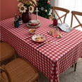 thumbnail image 4 of Mantel de fiesta de Navidad con cuadros rojos y blancos, nórdico, sencillo, de algodón y lino, rectangular, para mesa, 4 of 5