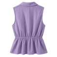thumbnail image 6 of Lcziwo Women Peplum Tank Tops Peter Pan Collar Flared Hem Cute Blouses Cotton Linen Button Down Casual Summer Shirts Purple,XXL, 6 of 9
