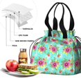 thumbnail image 4 of Pioneer Flower Floral Print Pattern Drawstring Lunch Bag Women - Drawstring Lunch Bag Insulated for Work Office - Stain-Resistant Large Lunchbags for Women with Multi-Pockets, 4 of 6