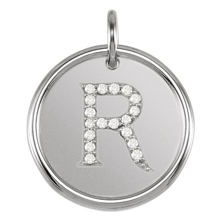 Sterling Silver 1/10 Cttw Diamond Initial "R" Chain Necklace (4.13...