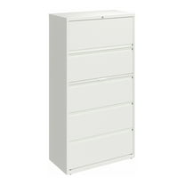 Hirsh 36 inch Wide 5 Drawer Metal Lateral File Cabinet for Home and Office, Holds Letter, Legal and A4 Hanging Folders, White