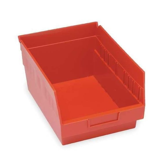 Quantum Ultra Stack and hang bins with divider slots and large molded label ID area on front in Red 5-3/8" x 4-1/8" x 3" Sold 24 per Zack pack carton