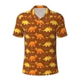 thumbnail image 2 of Daiia Dinosaurs and Leaves Pattern Men’s Polo Shirts,Solid Deck Shirt,Classic Fit, Breathable Cotton Polo for Casual and Sport Wear-X-Large, 2 of 7