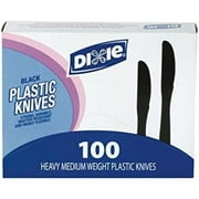 HTYSUPPLY Food Plastic Tableware, Heavy Mediumweight Knives, Black, 100/Box
