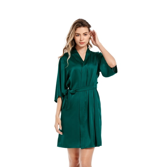 Women Satin Robe Silky Bride Bridesmaid Robe Wedding Party Robe Soft Kimono Bathrobe for Women Short Sleepwear