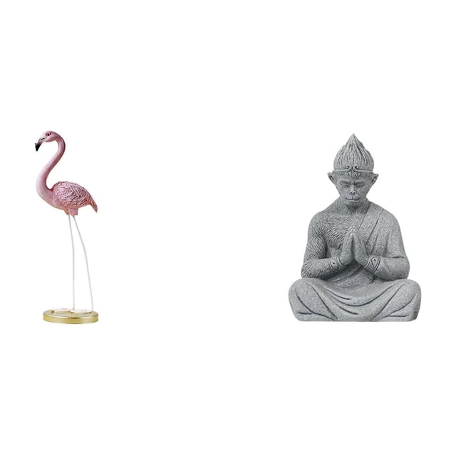 Estatua De Resina De Flamenco Y Mono, Escultura De Ave, Figura De Buda, Arte Moderno, Decoración De Jardín Con Soporte De Metal Para El Hogar, Patio, Estanque, Macizo De Flores, Hotel O