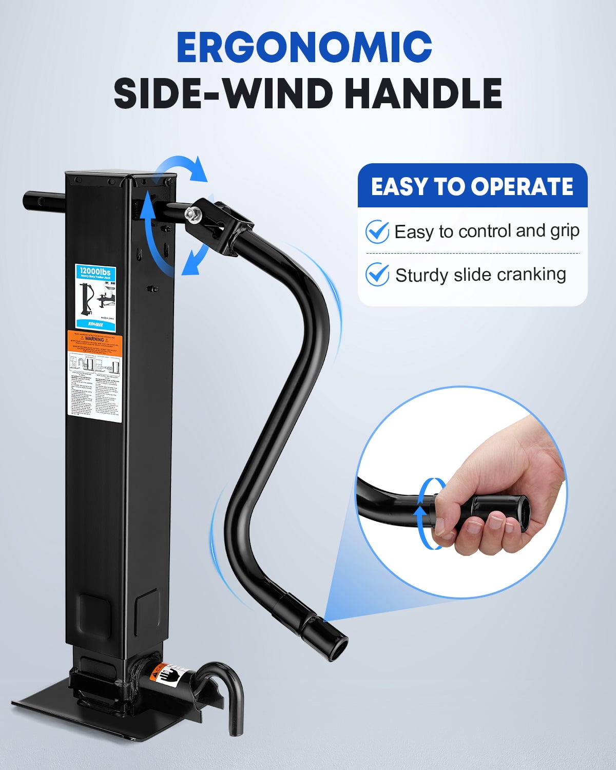 Kohree 12000lbs Heavy Duty Trailer Jack,Square Direct Weld,26" Vertical Travel,Adjustable Drop Leg & Ergonomic Handle for Lift Utility Trailer,RVs,Campers,Boat