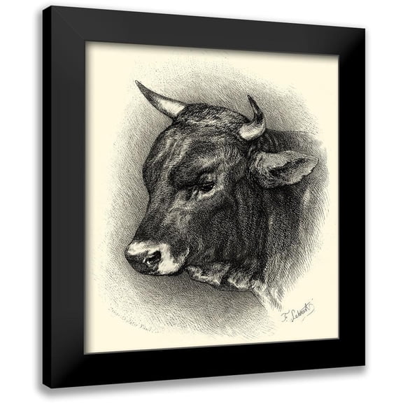 Lehnert, F. 12x13 Black Modern Framed Museum Art Print Titled - Antique Cattle IV