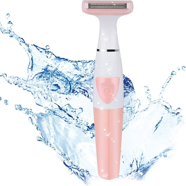 Maquinilla de afeitar eléctrica compatible con mujeres, afeitadora eléctrica inalámbrica con pilas, cortadora de bikini impermeable compatible con uso húmedo/seco, cabello portátil Afortunado Sencillez