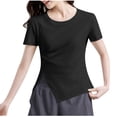 thumbnail image 1 of SROBPTY Chemises d'Été pour Femmes, Blouse T-shirt Décontractée Oversize à Col Rond et à Capuche, Manches Courtes, Noir, P, 1 of 4