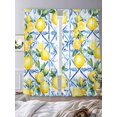 thumbnail image 2 of Lemon Fruit Sheer Curtains for Living Room Bedroom Spring Botanical Plants Blue Plaid Sheer Curtains 96 Inch Long 2 Panels Set Light Filtering Curtain Window Treatments Drapes for Dining Room, 2 of 6