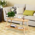 thumbnail image 3 of Goplus Coffee Table Rectangle Side End Solid Wood legs w/ Storage Shelf, 3 of 10