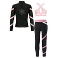 thumbnail image 2 of Alvivi Kids Girls Ice Skating Outfit Gymnastics Sport Jacket Tank Tops and Tights Pants 3 Pcs Sweatsuit Pink 6, 2 of 5