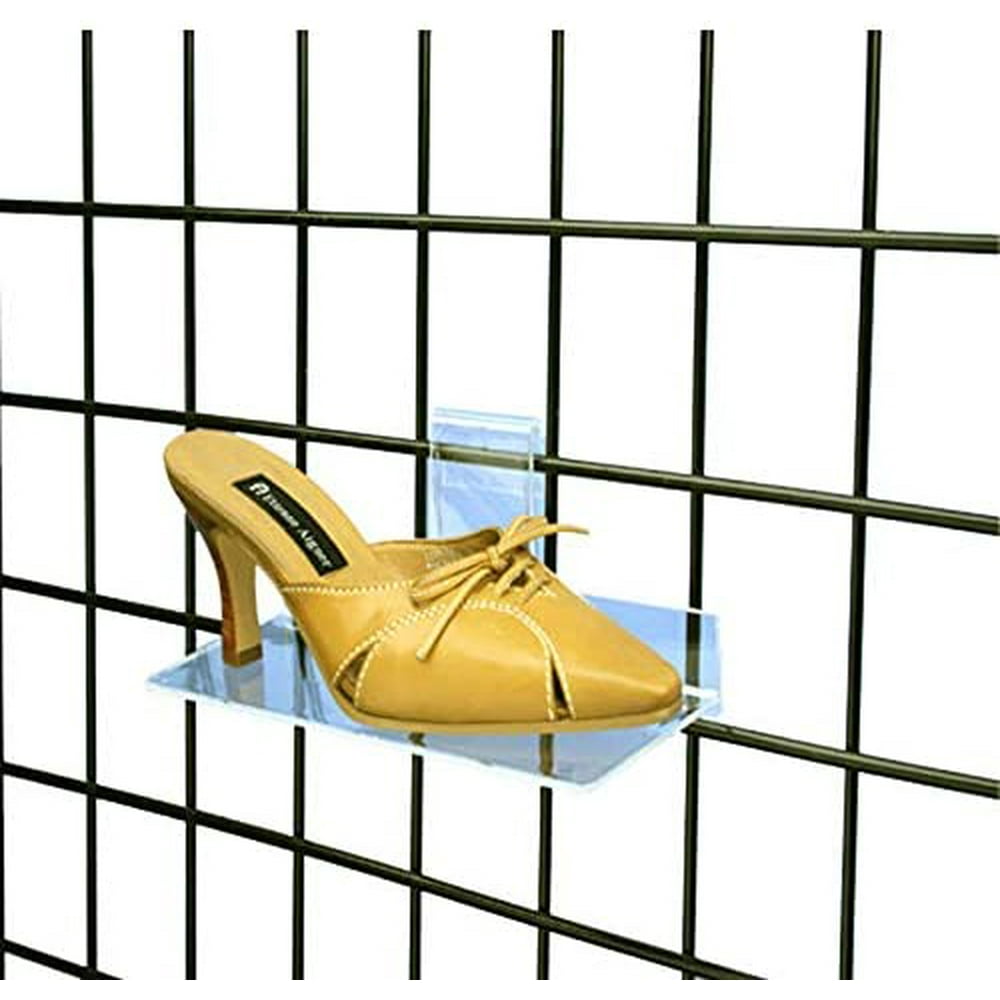 Clear Acrylic Gridwall Shoe Shelf, 4" D x 10" L Flat Acrylic Shoe