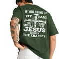 thumbnail image 4 of Unisex Christian T-Shirt, “If You Bring Up My Past, Jesus Dropped the Charges” Graphic Faith Tee, Casual Cotton Shirt for Men and Women, Sizes S–5XL, 4 of 7
