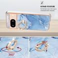 thumbnail image 3 of 360 Degree Rotating Ring Stand Case for Google Pixel 8,Dteck Shockproof Marble Patterned TPU Case Kickstand Slim Back Cover, Blue, 3 of 6