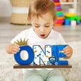 thumbnail image 5 of Haooryx Prince ONE Letter Sign Table Wooden Centerpiece for Baby Boy Royal Prince First Birthday Party Decorations, Shining Crown One Year Old Toddler Boy 1st Birthday Baby Shower Decor Supplies, 5 of 7