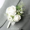 thumbnail image 3 of Dserhfy Flower Shaped Bridegroom Brooch Faux Silk Flower Suit Coat Pocket Decorative Corsage Imitation Rose Flower Gown Brooch Pin, 3 of 7