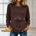 thumbnail image 6 of Otvok Zip‑Kangaroo‑Pocket Sweatshirt for Women, Crew Neck Long Sleeve Relaxed Pullover Tops, 6 of 7