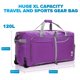 thumbnail image 3 of Bolsa de viaje Bago Rolling de 120 litros con ruedas, impermeable, color morado, 3 of 9