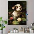 thumbnail image 4 of Cute Dog Water Lily Canvas Print, Pet Decor for Living Room Bedroom Office Cafe Restaurant Study Home Decor, 4 of 8