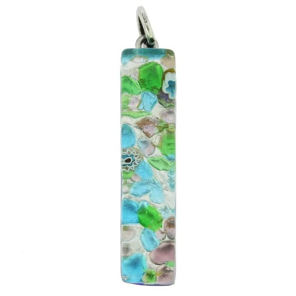 GlassOfVenice Murano Glass Venetian Reflections Stick Pendant - Silver Meadow