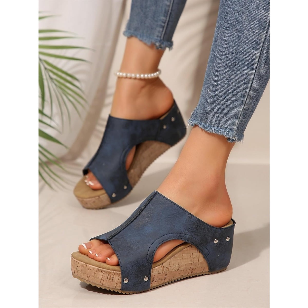 Maison Birch Lumi Cork Wedges, Cork Wedge Sandals for Women with Comfy Platform Orthopedic, Summer Lightweight Sandals
