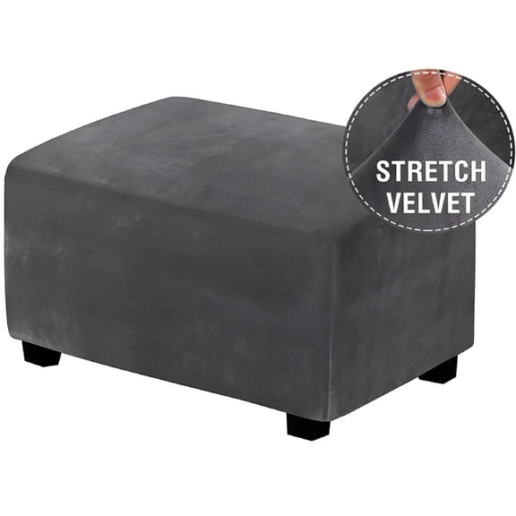 LAMIRO Stretch Footstool Slip Covers Rectangle Footrest Protector Storage Ottoman Cover