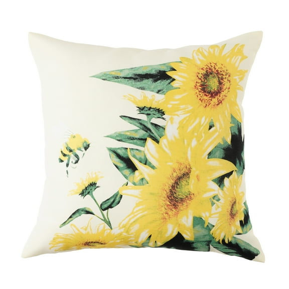 Mainstays 2-pack Sunflower Bee Reversible Outdoor Throw Pillow, 16 inch, Multicolor