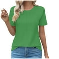 thumbnail image 1 of Timegard Hauts d'Été pour Femmes Col Rond Manches Courtes Tunique Plissée Confortable T-Shirt Décontracté Chic 2024, 1 of 4