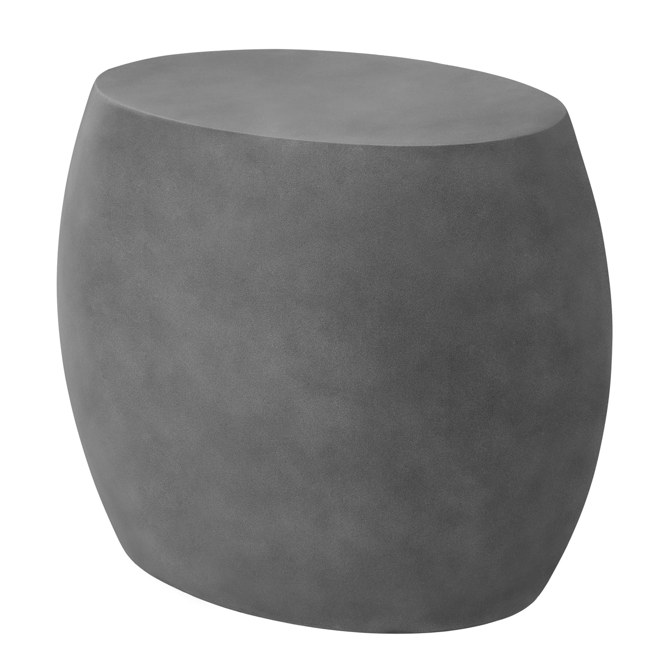 Christopher Knight Home Elegant 24.75" Outdoor Lightweight Concrete Oval Side Table, Charcoal Finish