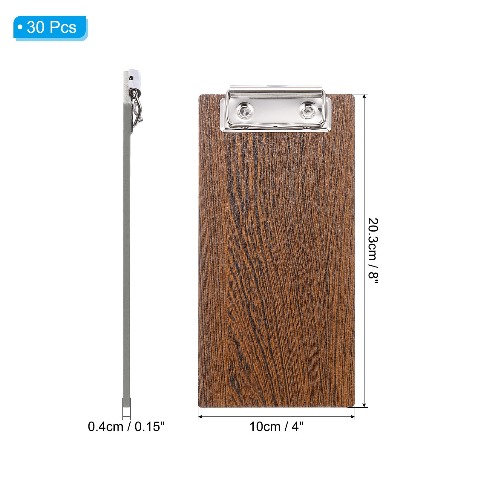 Uxcell Check Presenters for Restaurants, 30Pcs Mini Clipboard Wood Check Holder, Brown