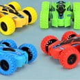 thumbnail image 6 of 2pcs Double Sided Stunt Friction Powered Car Toys Flip Inertia Car Powered Pull Back Toys Mini Truck Pull Back Cars Set for Boy Girl Gift,Green, 6 of 6