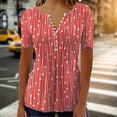 thumbnail image 3 of Camisas De Mujer Camiseta con botones de primavera y verano, camisetas con estampado de puntos a rayas para mujer, tallas grandes (rojo S) Ygjytge para Mujer Rojo T S, 3 of 7
