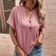 thumbnail image 2 of Botón de manga corta Top V cuello gota hombro suelta casual suave mujeres botón verano camiseta, 2 of 6