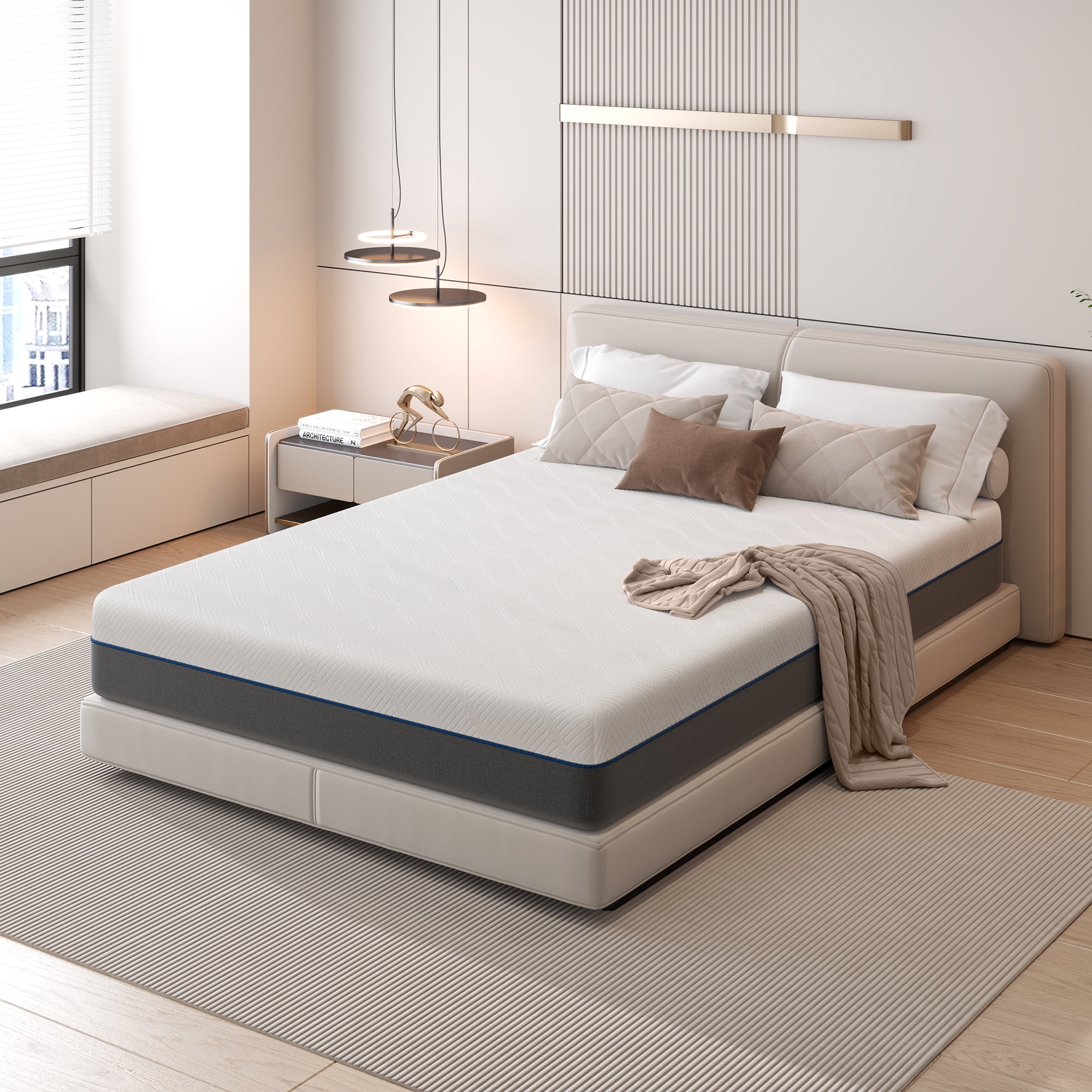 Doubleslee Full Mattress, 10" Gel Memory Foam Mattress Full Size, Innerspring Hybrid Mattress in a Box - Double-Sided Use.