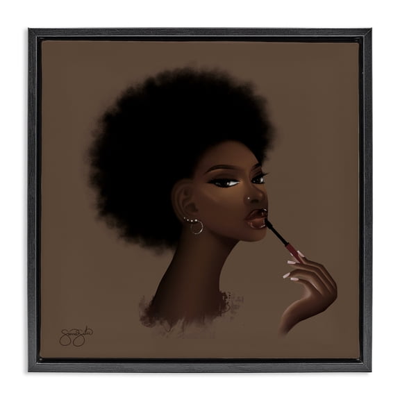 Stupell Industries Glam Sasha Portrait Black Framed Floater Canvas Wall Art design by Sierra Siler, 18 x 18