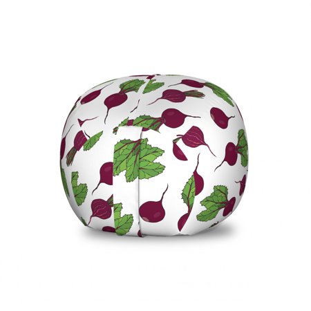 Vegetable Storage Toy Bag Chair  Cartoon Style Whole and Halved Beets Pattern Healthy Ingredients Vegetarian  Stuffed Animal Organizer Washable Bag  Small Size  Green Plum White  by Ambesonne