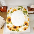 thumbnail image 5 of Manfei Retro Rustic Sunflower Twin Sheet Sets,Country Flower Floral Twin Fitted Sheet,Yellow Beige Green Flat Sheet For Men Women,Luxury Bedroom Decor,3pcs, 5 of 7