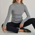 thumbnail image 2 of Meichang Mock Neck Sweaters Women Long Sleeve Ribbed Knit Sweater Fall Trerndy Solid Slim Fit Pullover Sweater Tops, 2 of 4