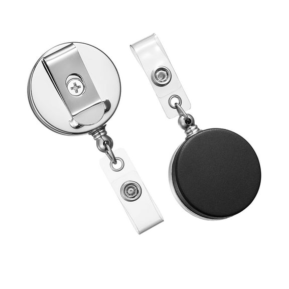 Staples Heavy-Duty Badge Reels 30" Retractable Cord Length Metal Black 5/Pack (37870) ST37870/37870