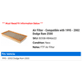 thumbnail image 2 of Air Filter - Compatible with 1995 - 2002 Dodge Ram 2500 1996 1997 1998 1999 2000 2001, 2 of 2