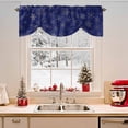 thumbnail image 2 of Christmas Snowflakes Tie Up Valances Curtain, Xmas Winter Blue Background Adjustable Rod Pocket Short Window Treatment Tie Up Curtains Valances for Kitchen Living Room Bathroom 42x12 Inches, 2 of 9