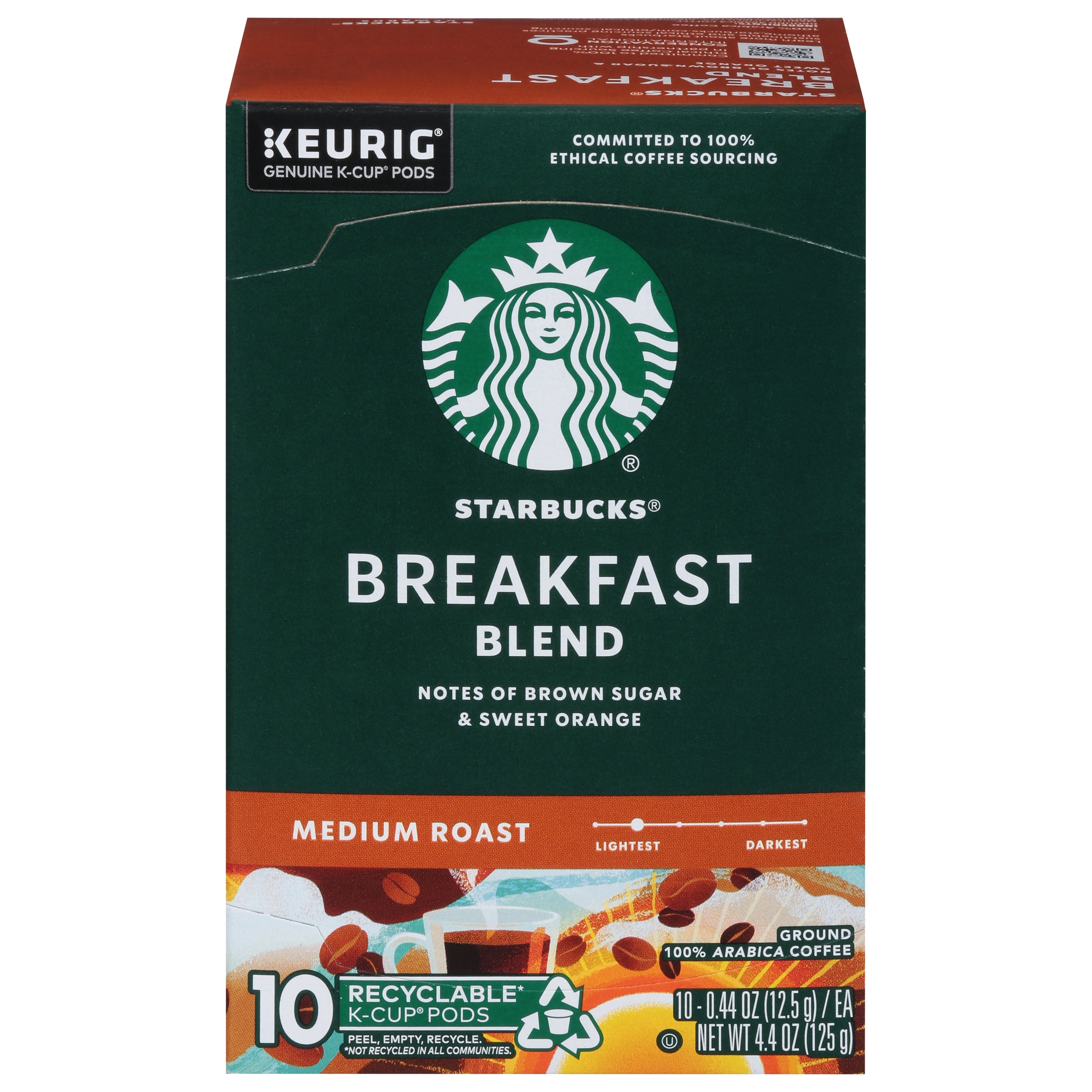 Starbucks K-Cup Breakfast Blend Coffee, 4.4 oz, 10 Pods