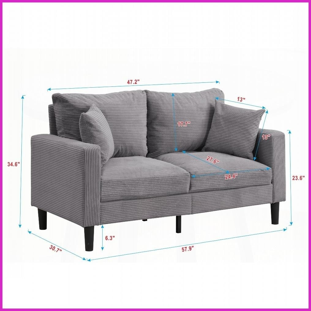 Modern 57'' 2-Seat Loveseat Sofa with Solid Wood Frame - High Resilience Foam, Light Gray - Perfect for Small Spaces