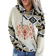 thumbnail image 2 of Women Geometric Print Sweatshirt Hooded Stitching Printed Loose Tops Blouse, 2 of 7