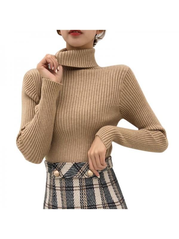 Womens High Neck Sweater Jumper Winter Warm Coat Pullover Tops Jumper