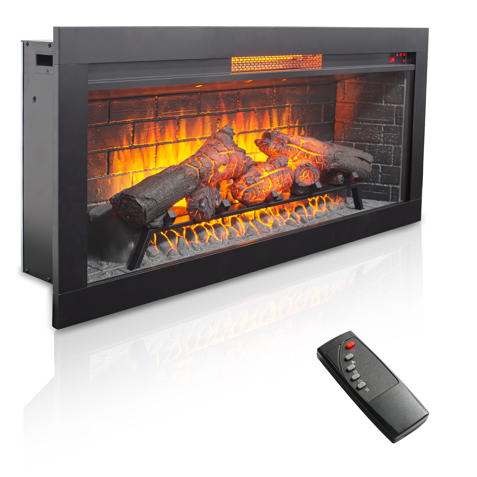 Electric Indoor Fireplaces, 42 inch Infrared Electric Fireplace with Removable Trim kit Insert, Touch Panel Home Decor Heater, Antique Black Indoor Fireplaces,Fireplace Tools Set
