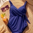 thumbnail image 1 of Traje de Baño Completo Mujer Cordón Ajustable Lateral Cruzado azul Extra Grande, 1 of 6